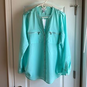 Calvin Klein teal blouse.